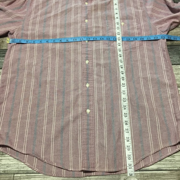 Vtg Eddie Bauer Striped Button Shirt Men’s L Red 100% Cotton Singapore - Picture 2 of 8